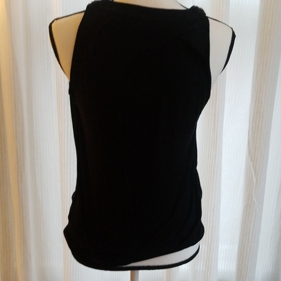 Black halter shirt with rhinestone detail at neck - Picture 3 of 4